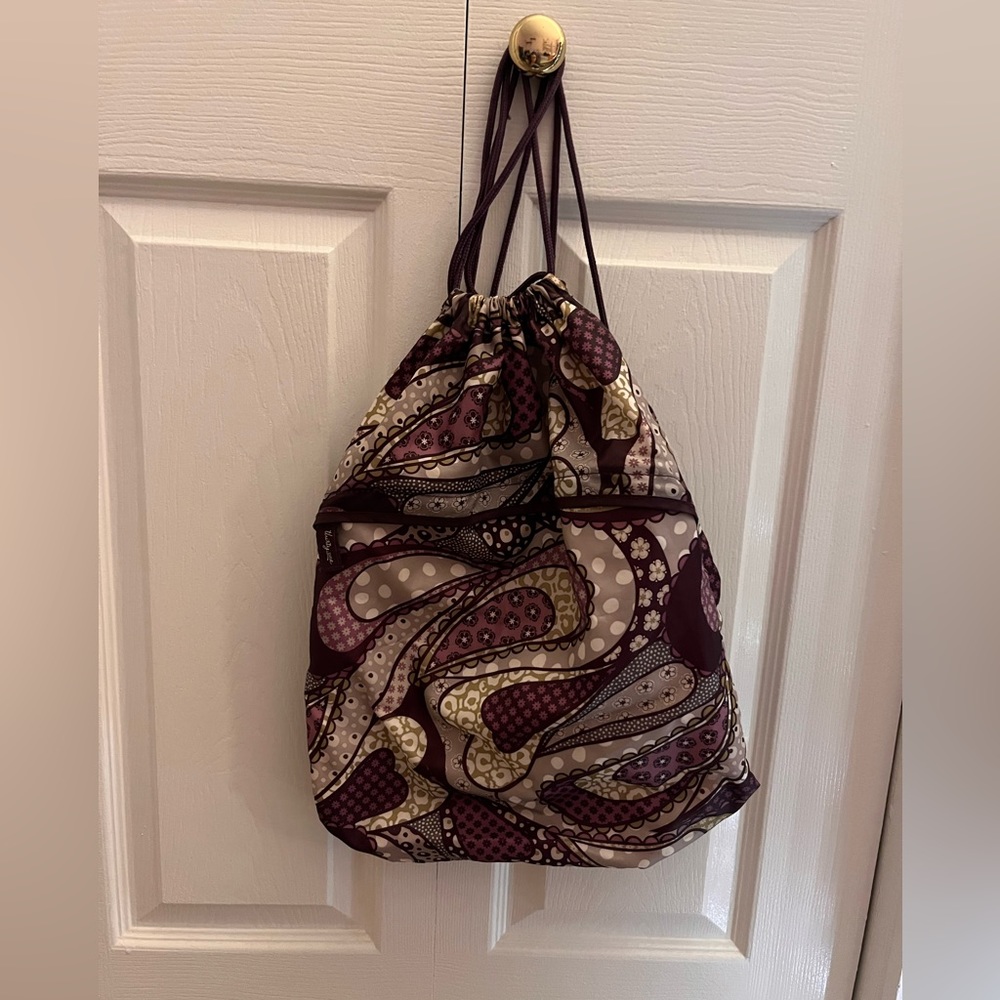 Thirty-One Purple Paisley Drawstring Bag